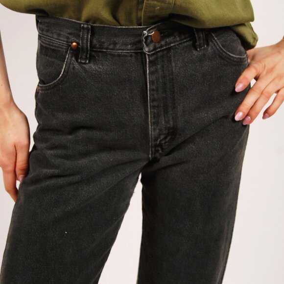 90s Black Wrangler Jeans (26) straight leg dark wash women vintage gray faded - Picture 5 of 9